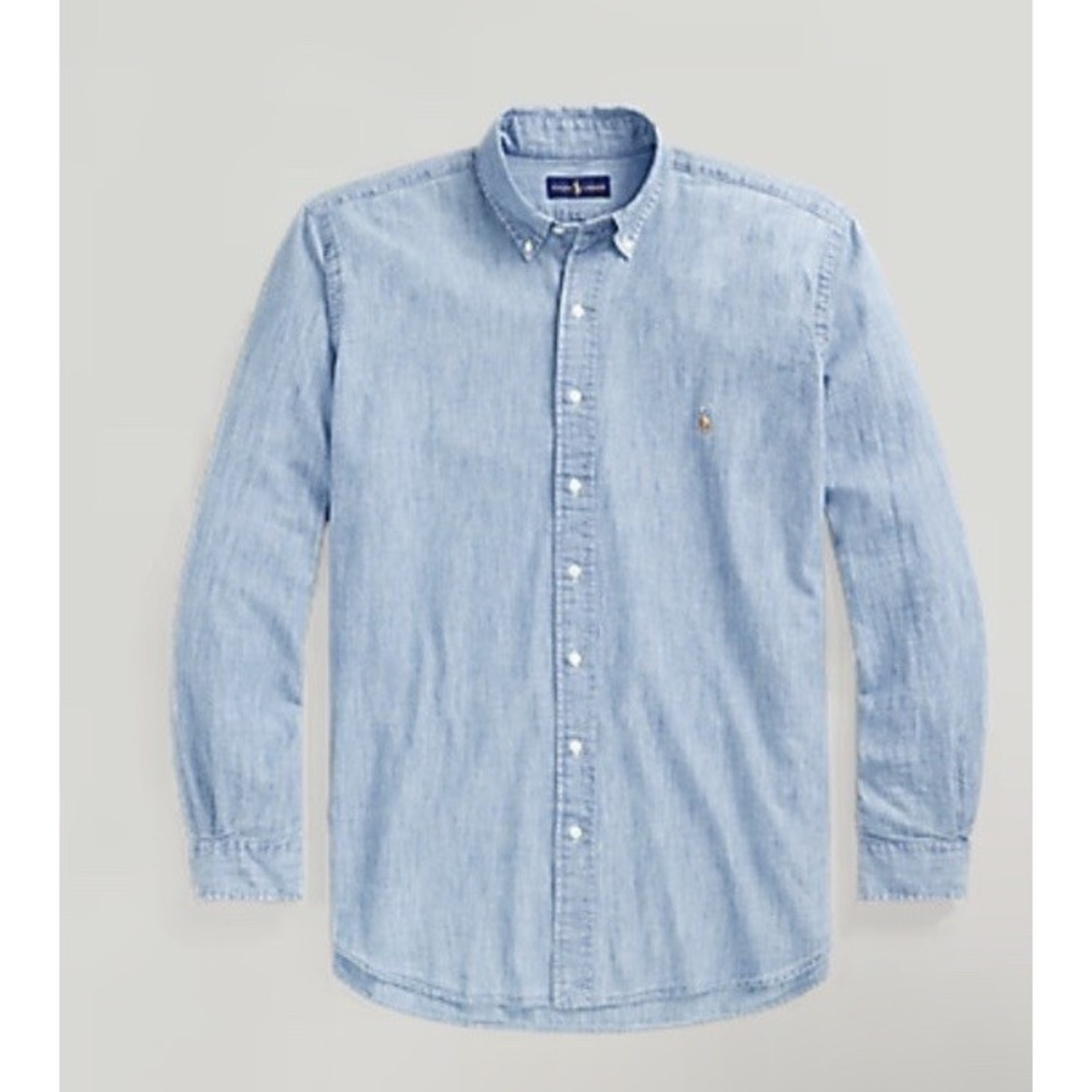 Polo Ralph Lauren Mens 4XB BIG & TALL Blue Chambray Casual Button Down Shirt NEW